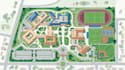 design interactive campus map illustration, university, school wayfinding map