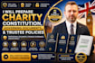 prepare charity constitution, governing documents, and trustee policies