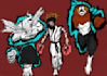 2d characters design and illustrations black white