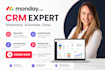 setup monday CRM automation workflows and integrations