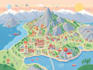 design  creative tourist map, event map, guide map, and custom map illustration