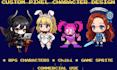 create pixel character, game sprite and rpg character art