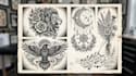 hand draw a custom black and white tattoo design