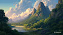 draw a natural landscape and background illustration