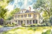 create a watercolor house portrait or buildings