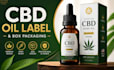 cbd oil label, hemp oil, tincture bottle label and box packaging