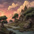 create stunning fantasy landscape, background illustration