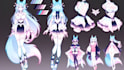 create live2d vtuber model, anime vtuber reference sheet, 2d character design