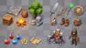 create 3d game assets, low poly model, character design, weapons, tileset, props