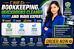 do bookkeeping, quickbooks cleanup, xero and wave expert