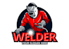 design creative welder mascot logo with unique creativity design