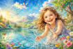 create whimsical children book and children book illustration