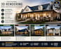 do 3d farmhouse, barndominium, tiny house, facade rendering
