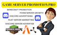 promote discord server, minecraft server, fivem server, rust server promotion