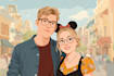 draw a cute princess style couple illustration