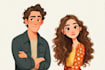 create a custom disney style couple pop art portrait