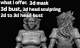 convert 2d to 3d head bust, custom model, 3d cosplay model, face scuipt, model