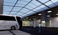 cgi render for bus terminal,ev charging station,3d transit garage,carport design