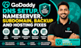 setup godaddy dns setup, nameserver, subdomain, backup and hosting fixes