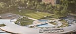 render game center, 3d sport complex facilities, master plan design, landscape
