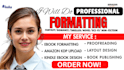do ebook formatting, paperback formatting for amazon KDP, draft2digital, lulu