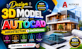 design 3d model using auto card for achitecture and engineering