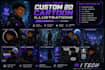 create custom urban inspired 2d cartoon illustrations