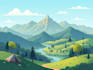 draw a flat vector landscape illustration