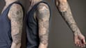 create sleeve tattoo design in geometric style