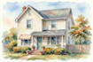 paint watercolor house portrait