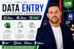 do accurate data entry, excel data entry and web research