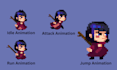 pixel art sprite sheet game assets rpg maker character animation pixel artist