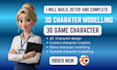 build, setup and complete 3d character modelling 3d game character
