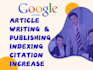 write article, publish and index on google scholar with doi link for citation