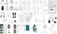 design handbag, backpack, tote bag tech pack and technical drawing