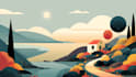 make a vector landscape flat illustration