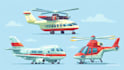 draw aircraft, airplane, helicopter into a vector cartoon