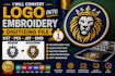 convert logo into embroidery digitizing file dst, pes, jef, emb, emb, vp3 in 1hr
