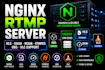 set up nginx rtmp live streaming server with hls, dash, m3u8, ffmpeg obs and vlc
