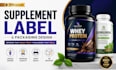 design supplement label, product label, bottle label, and packaging design