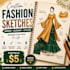 draw custom gown sketches