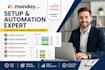 setup monday crm, project management, monday com automation, zapier integration