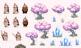 isometric pixel art game assets sprite sheet tileset retro pixel art background