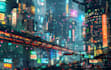 do cyberpunk futuristic city art