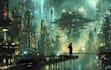 design cyberpunk futuristic city illustration