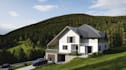 visualize 3d semi detached duplexes,suburban living,patio,facade exterior render