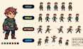 create 8bit 16bit pixel art character sprite sheet animation tileset 2d rpg game