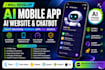 develop ai mobile app ai website  flutter app android ios app chatbot automation