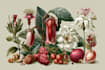draw fineline botanical delicate flowers