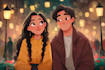 draw a disney couple portrait illustration